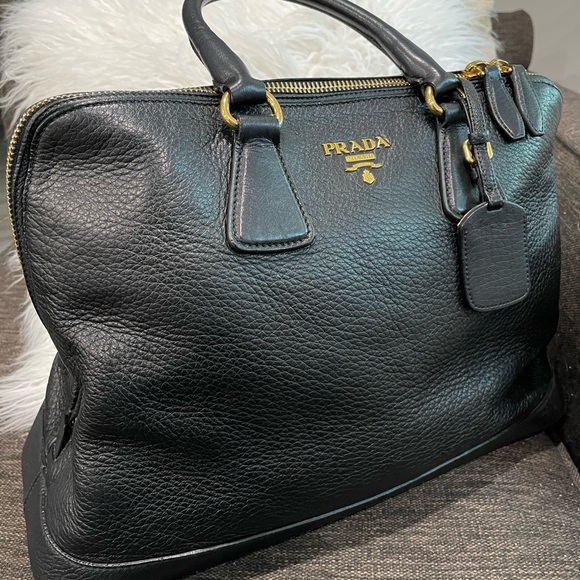 Prada Handbags - Large Calf Leather Prada Vitello Bag Gold Hardware